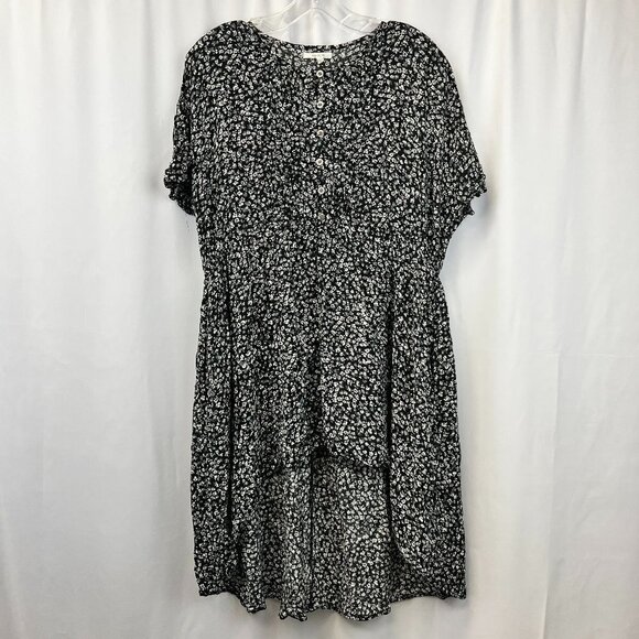 Maurices Womens Floral Short Sleeve Round Neck A-Line Hi Low Dress Size Large - Picture 1 of 8